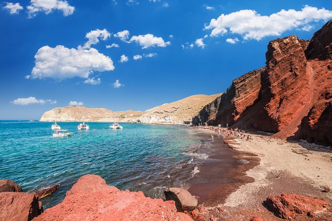Archaeological Bus Tour to Akrotiri Excavations & Red Beach - Red Beach viewpoints, plus the walk down for photos
