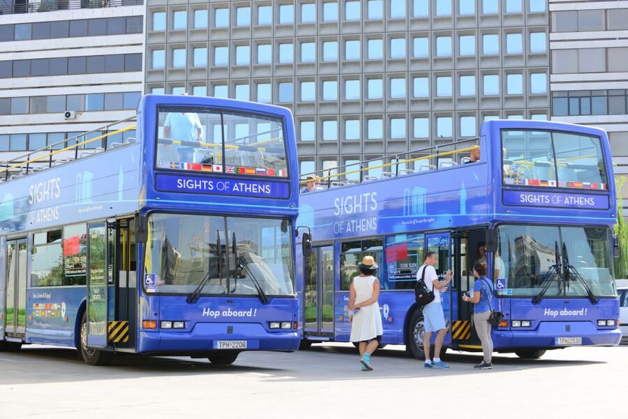 Athens, Piraeus, and Coastline: Blue Hop-On Hop-Off Bus - Orange Line across central Athens: Plaka, Syntagma, and Olympian Zeus