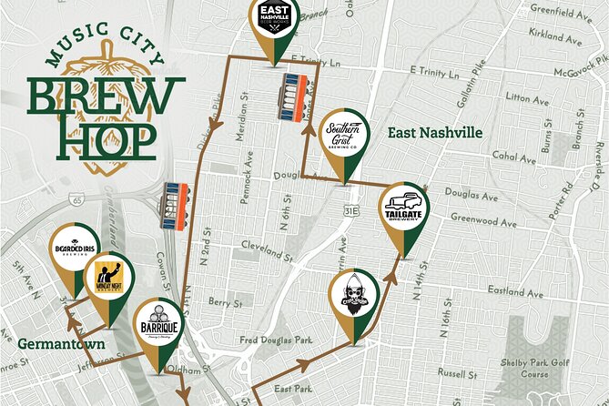 Brewery Hop-On Hop-Off Trolley Tour of Nashville - Your starting point: Omni Nashville Hotel, 5th Avenue side