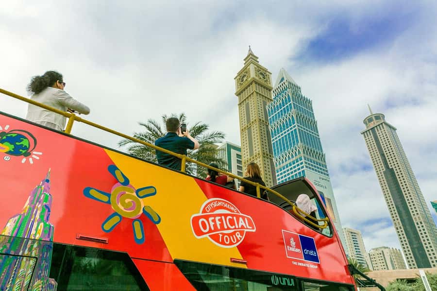 City Sightseeing Dubai Hop-On Hop-Off Bus Tour & Dhow Cruise - Blue Route (Marina Dubai): Atlantis, Palm views, and the beach-and-tower stretch
