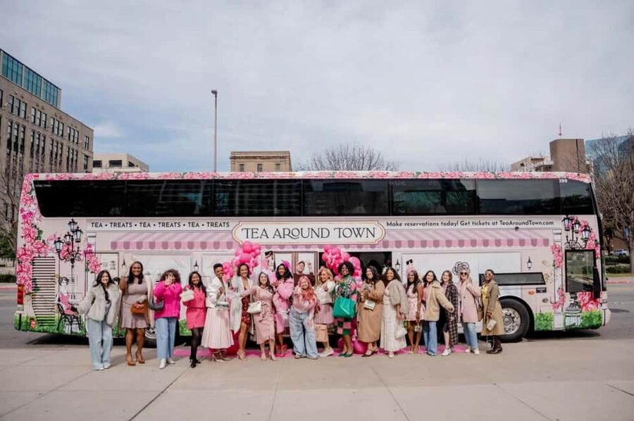 Dallas: Tea Around Town Bus Tour with Treats - How the Pink Bus + Afternoon Tea Works in Real Life