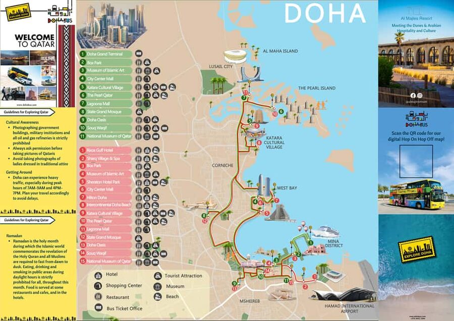 Doha: 24-Hour Hop-On Hop-Off Bus Ticket with Audio Guide - The free night tour at 7pm: skyline views without a separate plan