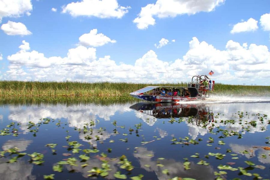 From Miami: Everglades, Wildlife Show, & Hop-on Hop-off Tour - Everglades Holiday Park: a guided airboat ride with a clear purpose