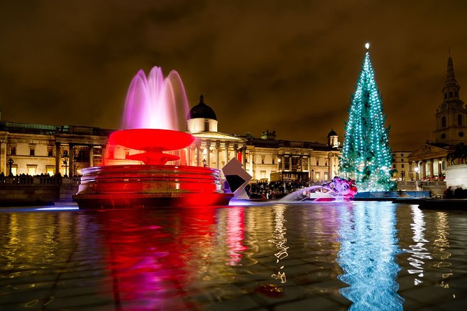 London by Night Bus Tour with Christmas Lights and Live Guide - Trafalgar Square: Norway’s Christmas tree and market atmosphere