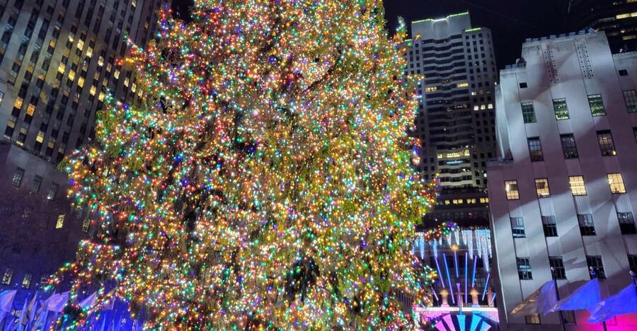 NYC: Holiday Lights Guided Bus Tour - South Street Seaport and the Brooklyn Bridge at night: the photo pass you’ll remember