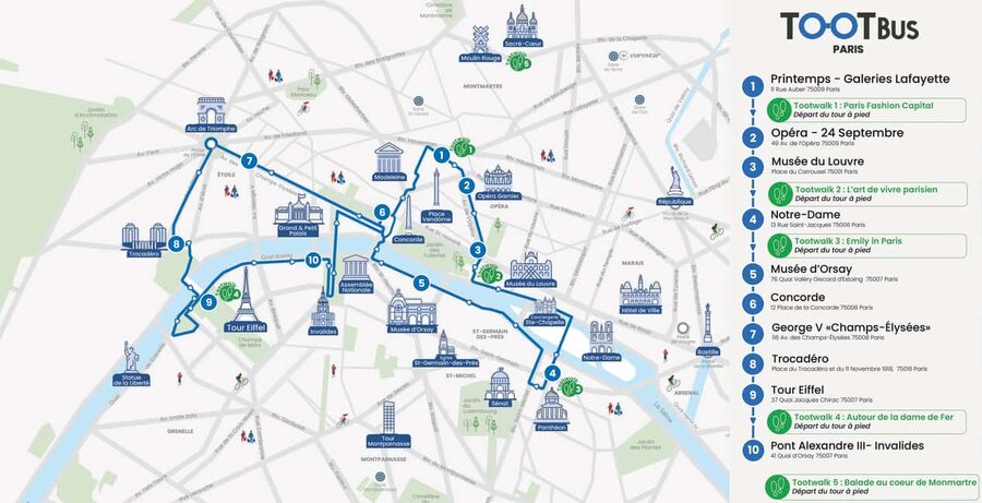 Paris: Tootbus Hop-on Hop-off (Optional River Cruise) - A smart way to plan 1, 2, or 3 days