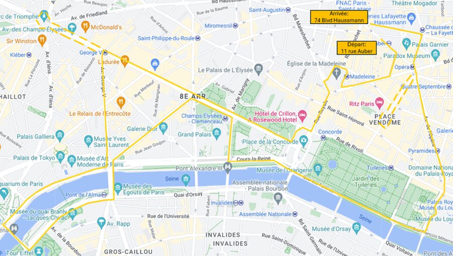 Paris: Tootbus Open-Top Christmas Bus Tour - The route you’ll cover: from Boulevard des Capucines to Haussmann