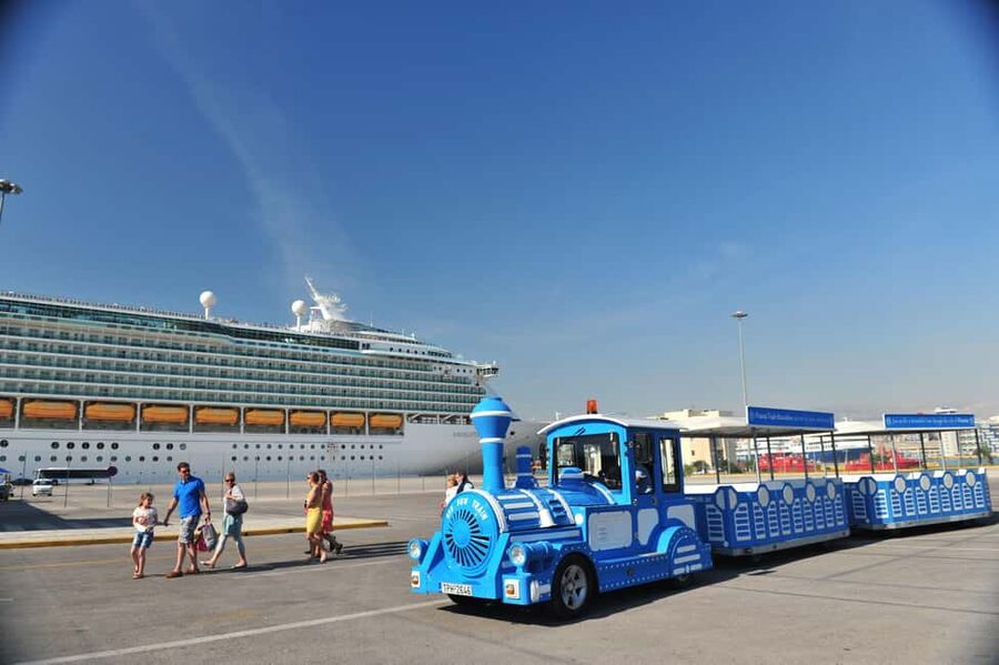 Piraeus City tour hop on hop off mini train - Stop 1: Korai Square for shops, cafés, and the Municipal Theatre